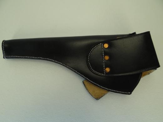 US M1885 Revolver Holster rechte Hand schwarz, Material: Leder, Verschluknopf Messing
