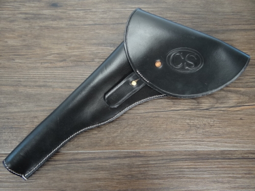 CS Holster 1860 linke Hand schwarz frhes Modell - CS gestempelt, Material: Leder, Verschluknopf Messing