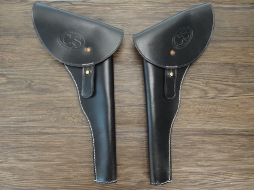 CS Holster 1860 linke Hand schwarz frhes Modell - CS gestempelt, Material: Leder, Verschluknopf Messing