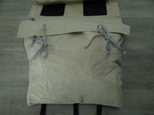 double bag knapsack, natur, wird wie ein Rucksack getragen, Material: 100% Baumwolle, Lederriemen mit Eisenschliee