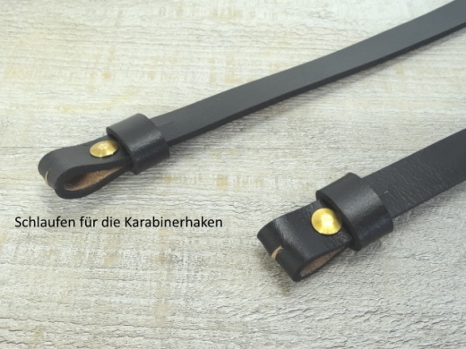 2 Sbelriemen aus Leder, fr Sbelkoppel, mit Schlaufe zum berstreifen, schwarz, Preis pro Paar, Material: Leder, Metallteile Messing