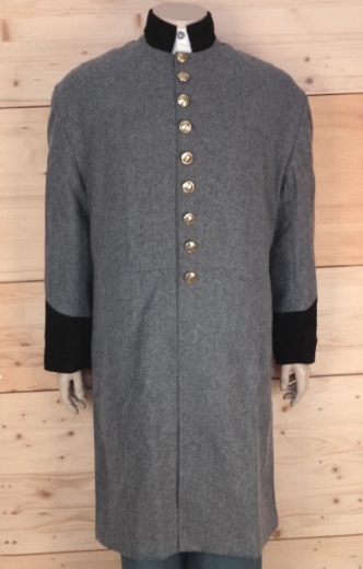 CS Frock Coat hellgrau / Waffenfarbe schwarz, 1 reihig, 9 Knpfe, 100% Wolle, Futter 100% Baumwolle