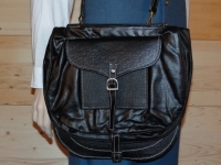 US Brotbeutel, Offiziers Haversack, Frontklappe, Optik geteert, Material: 100% Baumwolle, Lederriemen mit Eisenschliee