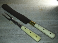 Gabel mit Horngriff, gerader Griff, Material: Eisen nicht rostfrei, Griff Horn, NUR DIE GABEL