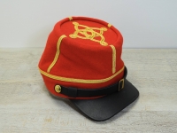 CS Kepi rot Captain, auen 100% Wolle, Futter 100% Baumwolle, Schirm / Schweiband 100% Leder