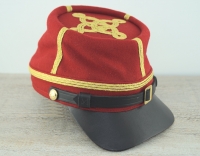 CS Kepi rot Major bis Colonel, auen 100% Wolle, Futter 100% Baumwolle, Schirm / Schweiband 100% Leder