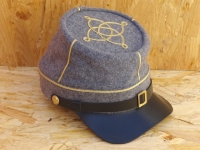 CS Kepi hellgrau Lieutenant, auen 100% Wolle, Futter 100% Baumwolle, Schirm / Schweiband 100% Leder