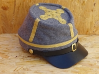 CS Kepi hellgrau General, auen 100% Wolle, Futter 100% Baumwolle, Schirm / Schweiband 100% Leder