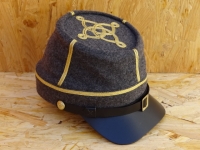 CS Kepi dunkelgrau Captain, auen 100% Wolle, Futter 100% Baumwolle, Schirm / Schweiband 100% Leder