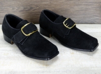Schnallenschuhe schwarz doppeltes / dickeres Oberleder eckige Form, Material: Oberleder, Futter, Sohle 100% Leder