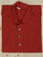 Hemd rot, halbgeknpft, Pewter Knpfe, runder Umlegekragen, 100% Baumwolle