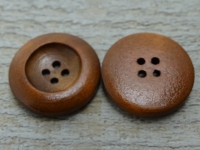 Holzknopf, 4 Loch, rotbraun 2,5 cm, Preis pro Stck