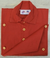 Abverkauf -Fireman Shirt, Hemd rot, halbgeknöpft mit Latz, Holzknöpfe