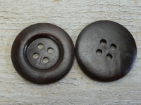 Holzknopf, 4 Loch, Capeknopf, dunkelbraun ca. 5,0 cm, Preis pro Stck