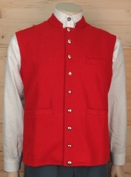 CS Weste rot, mit 9 Messing Kn�pfen, Front 100% Wolle, Futter und R�cken 100% Baumwolle