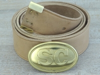 Koppel natur mit SC Schliee + Beltkeeper Material: Koppel Leder, Schliee Messing gestanzt bleigefllt, Beltkeeper: Messing