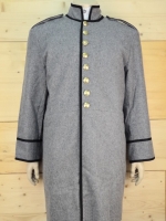 CS Frock Coat hellgrau mit Schulterklappen paspeliert in Waffenfarbe schwarz, 1 reihig, 9 Knpfe, 100% Wolle, Futter 100% Baumwolle