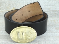Koppel schwarz mit US oval Vollmessing Schliee, Material: Koppel Leder, Schliee Messing