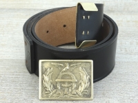 Koppel schwarz mit Georgia Kasten Schliee und Beltkeeper, Material: Koppel Leder, Schliee + Beltkeeper Messing