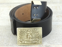 Koppel schwarz mit Virginia Kasten Schliee und Beltkeeper, Material: Koppel Leder, Schliee + Beltkeeper Messing