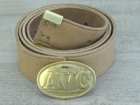 Koppel natur mit AVC Vollmessing Schliee und Beltkeeper, Material: Koppel Leder, Schliee + Beltkeeper Messing