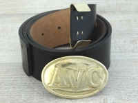 Koppel schwarz mit AVC Vollmessing Schliee und Beltkeeper, Material: Koppel Leder, Schliee + Beltkeeper Messing
