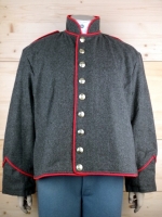 CS Shell Jacket dunkelgrau, Waffenfarbe rot paspeliert, Oberstoff: reine Wolle, Futter: 100% Baumwolle