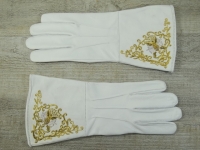 weie Herren Lederhandschuhe, mit Stulpe, mit aufgesticktem US Adler mit gekreuzten Kanonen, Material: 100% Leder