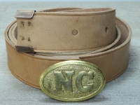 Koppel natur mit NC oval Vollmessing Schliee mit Beltkeeper, Material: Koppel Leder, Schliee + Beltkeeper Messing