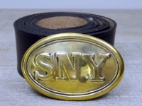 Koppel schwarz mit SNY Schliee, Material: Koppel Leder, Schliee Messing gestanzt bleigefllt