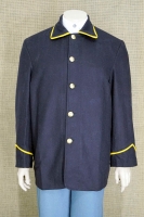 Indianerkriegs Sack Coat, gefttert, dunkelblau mit gelben Paspelierungen, 5 US Adler Knpfe, 100% Wolle, Futter 100% Baumwolle