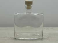 Flachmannflasche,  ca. 350 ml mit Griffkorken, klar