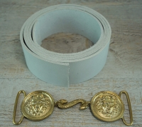 Koppel Medusa Schliee, rohwei, Material: Koppel Leder, Schliee Messing