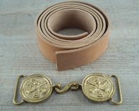Koppel gekreuzte Kanonen Schliee, natur, Material: Koppel Leder, Schliee Messing
