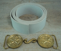 Koppel gekreuzte Kanonen Schliee, rohwei, Material: Koppel Leder, Schliee Messing