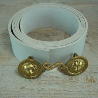 Koppel mit franzsischer Offiziers Hussaren Schliee, rohwei, Material: Koppel Leder, Schliee Messing