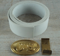 Koppel rohwei mit CS Schliee + Beltkeeper Material: Koppel Leder, Schliee Messing gestanzt bleigefllt, Beltkeeper: Messing