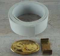 Koppel rohwei mit SC Schliee + Beltkeeper Material: Koppel Leder, Schliee Messing gestanzt bleigefllt, Beltkeeper: Messing