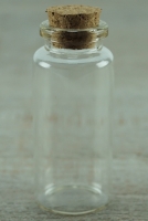 Rundflasche, mini,  ca. 30 ml mit Korken klar