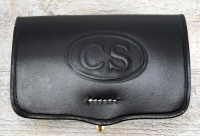 Revolverpatronentasche schwarz, CS geprgt, ca. 16,5 cm x 10,5 cm, Material: Leder