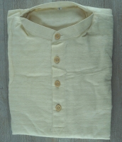 Hemd natur, halbgeknpft, 4 Knpfe, Stehkragen, Baumwoll-Flanell, 100% Baumwolle
