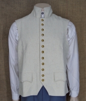 Weste wollwei, mit 12 Messingknpfen, reale Taschen, Oberstoff 100% Wolle, Futter 100% Baumwolle