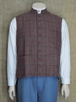 Weste Grundfarbe mittelbraun, kariert, 9 stoffberzogene Knpfe, Oberstoff 100% Wolle, Futter 100% Baumwolle