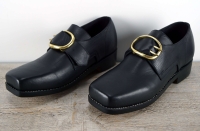 Schnallenschuhe schwarz, glattes Oberleder, eckige Form, mit Schuhschnalle, Material: Oberleder, Futter, Sohle 100% Leder