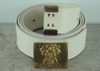 Koppel wei mit South Carolina Vollmessing Schliee mit Belt Keeper, Material: Koppel Leder, Schliee + Beltkeeper Messing