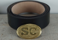 Koppel schwarz mit South Carolina Vollmessing Schliee, Material: Koppel Leder, Schliee Messing