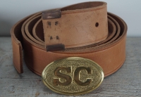 Koppel natur mit South Carolina oval Vollmessing Schliee mit Belt Keeper, Material: Koppel Leder, Schliee + Beltkeeper Messing