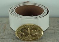 Koppel wei mit South Carolina oval Vollmessing Schliee, Material: Koppel Leder, Schliee Messing
