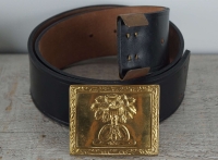 Koppel schwarz mit South Carolina Vollmessing Schliee mit Belt Keeper, Material: Koppel Leder, Schliee + Beltkeeper Messing