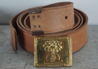 Koppel natur mit South Carolina Vollmessing Schliee mit Belt Keeper, Material: Koppel Leder, Schliee + Beltkeeper Messing